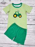 Boy Tractor Appliqué Farm Shorts Set