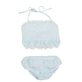 Seersucker Lace Trimmed Bikini - Aqua