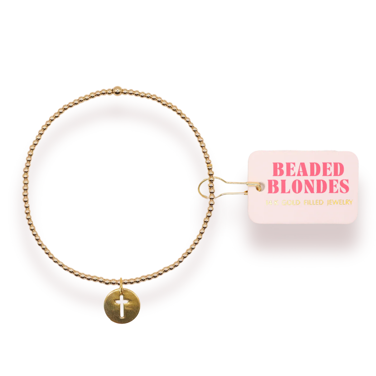 Cross Cutout Charm Bracelet on Gold