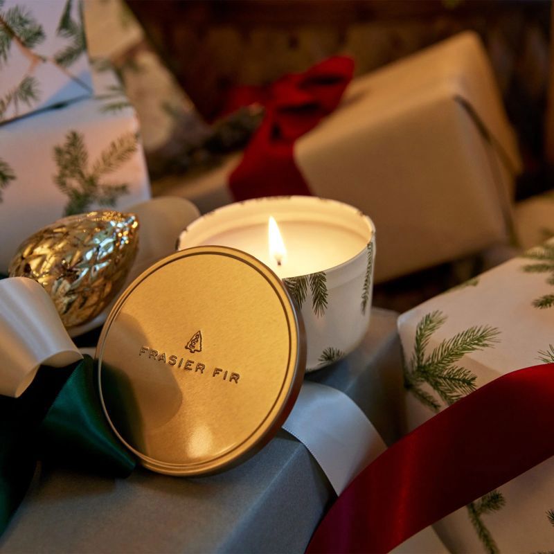 Thymes Frasier Fir Poured Candle Tin Gold Lid