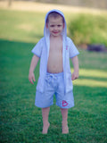 Boys Seersucker Swim Trunks - Blue