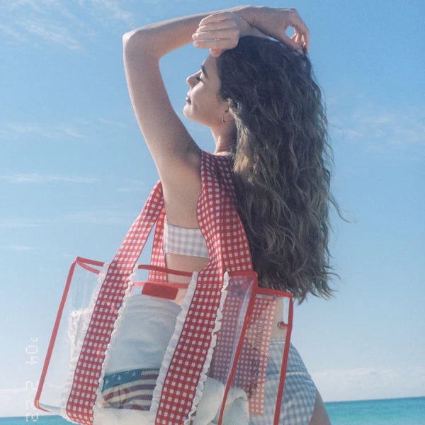 Casemate  Gingham Eyelet Ruffle Tote