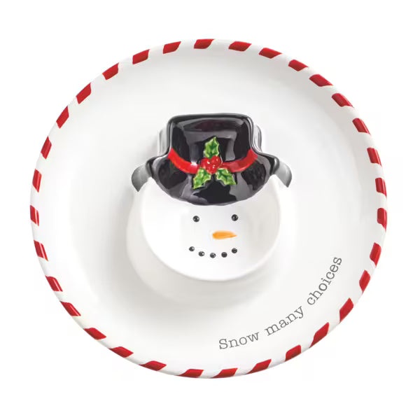 Snowman Sectioned Christmas Dish