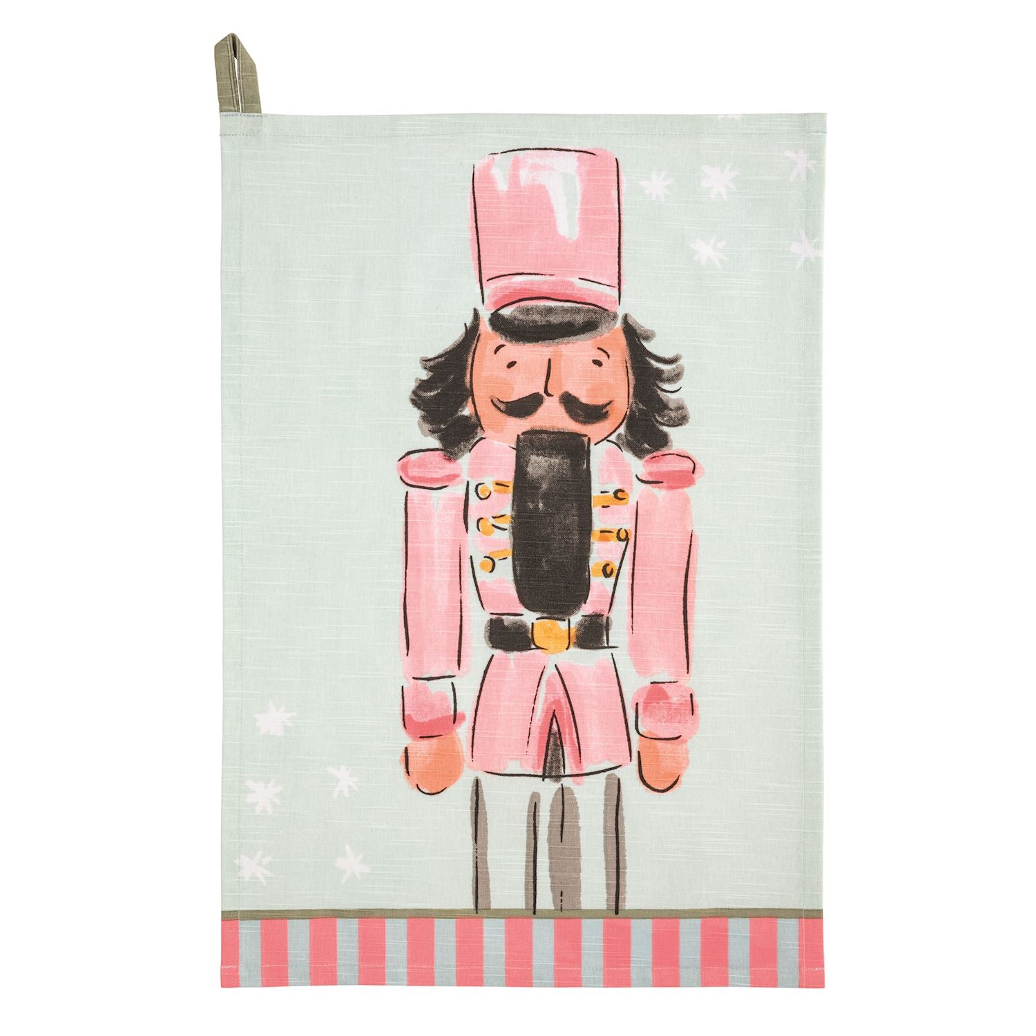 Pink Nutcracker Stripe Hem Towel