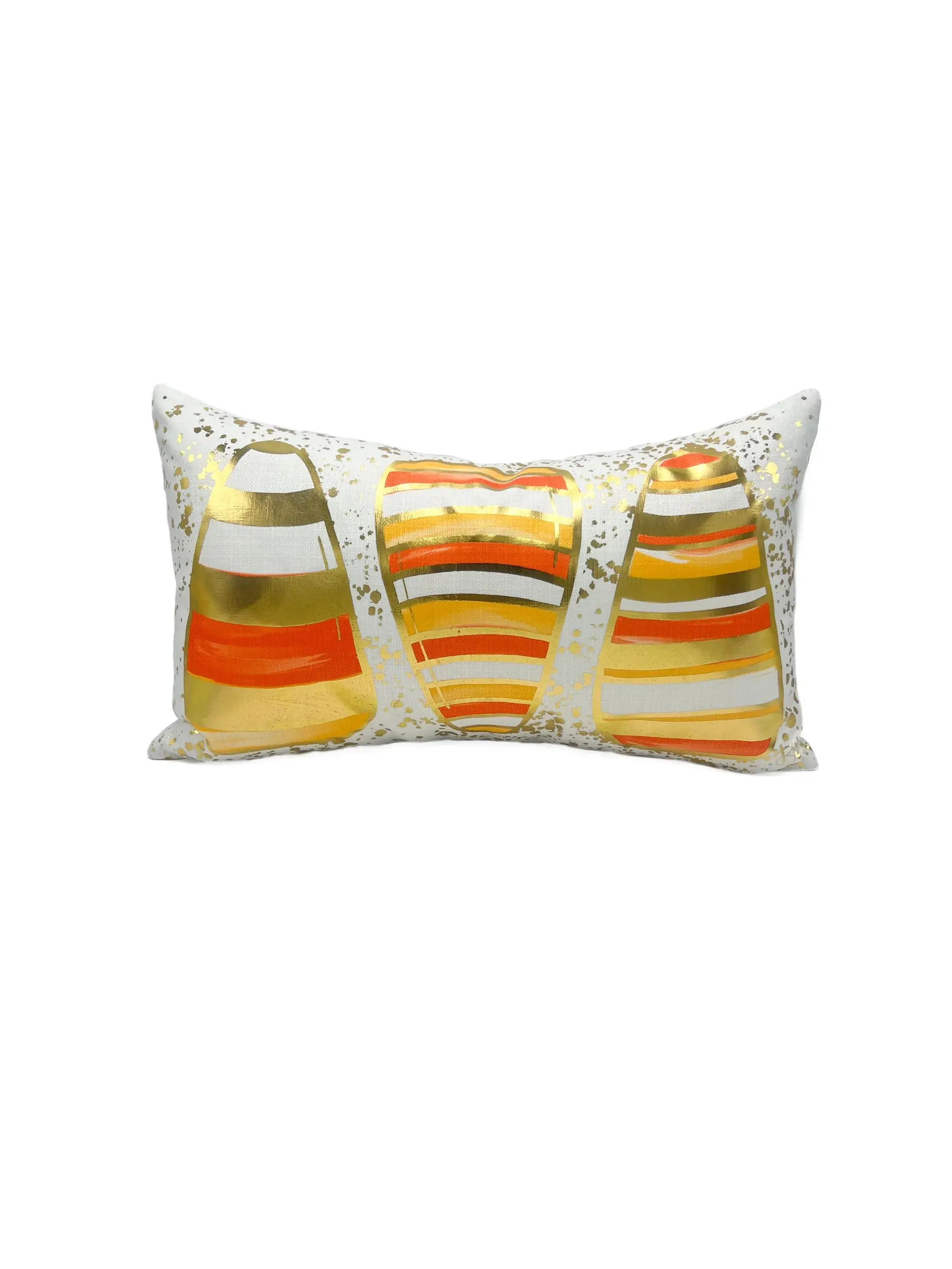 Gold Foil Candy Corn Pillow