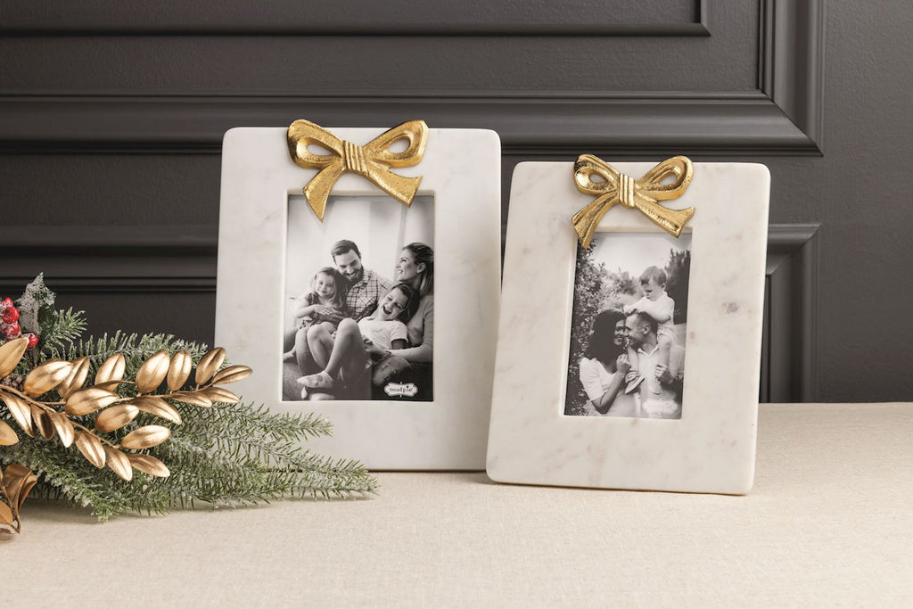 Small Gold Bow Marble Frame