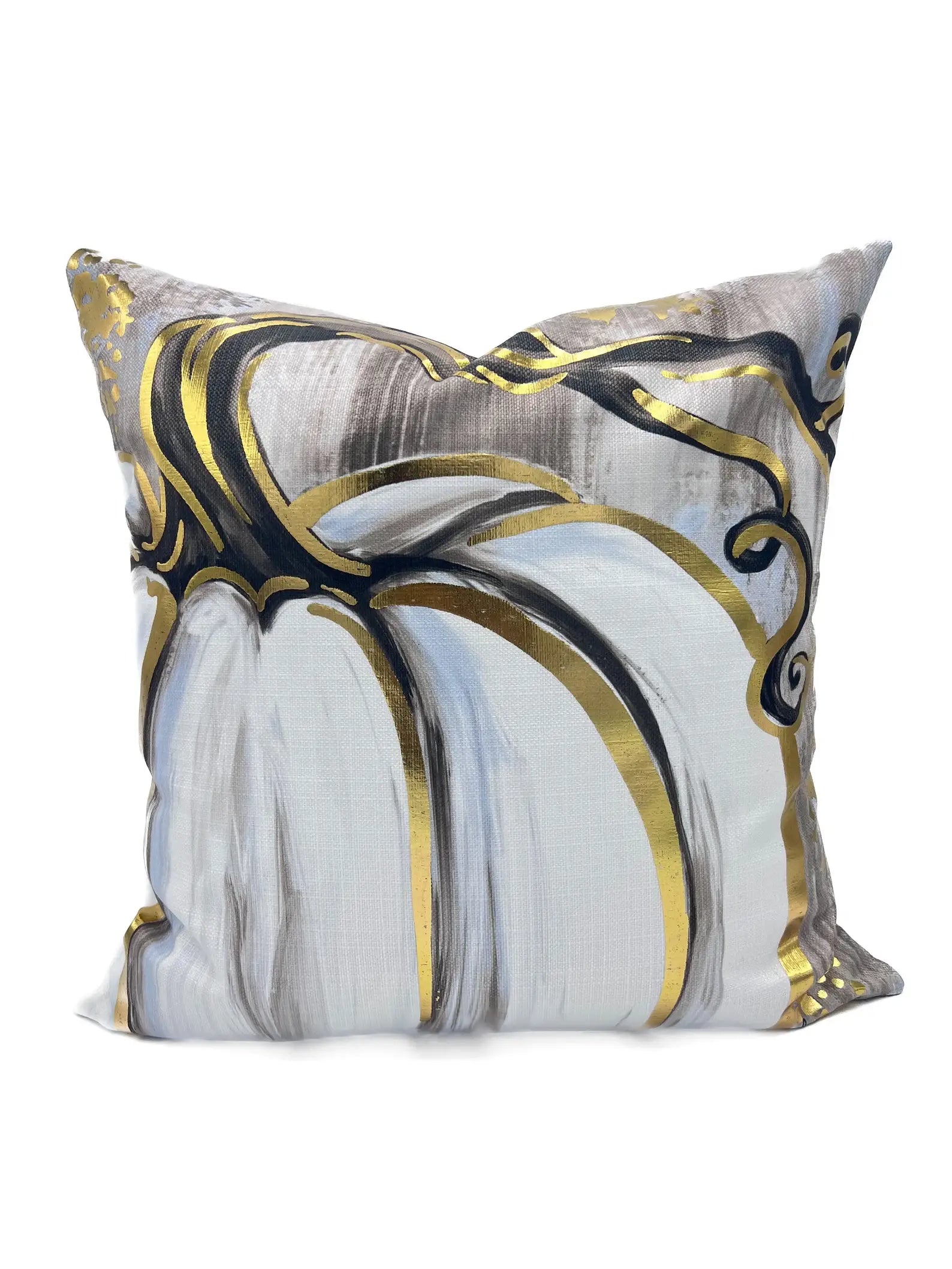 Golden White Pumpkin Pillow