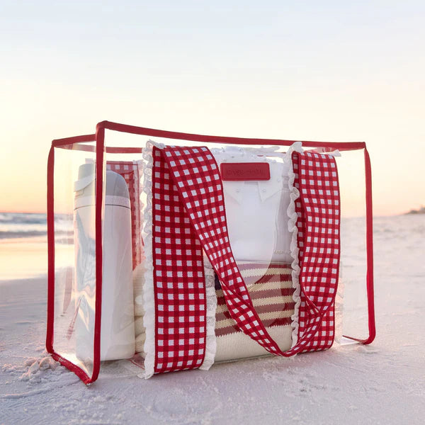 Casemate  Gingham Eyelet Ruffle Tote