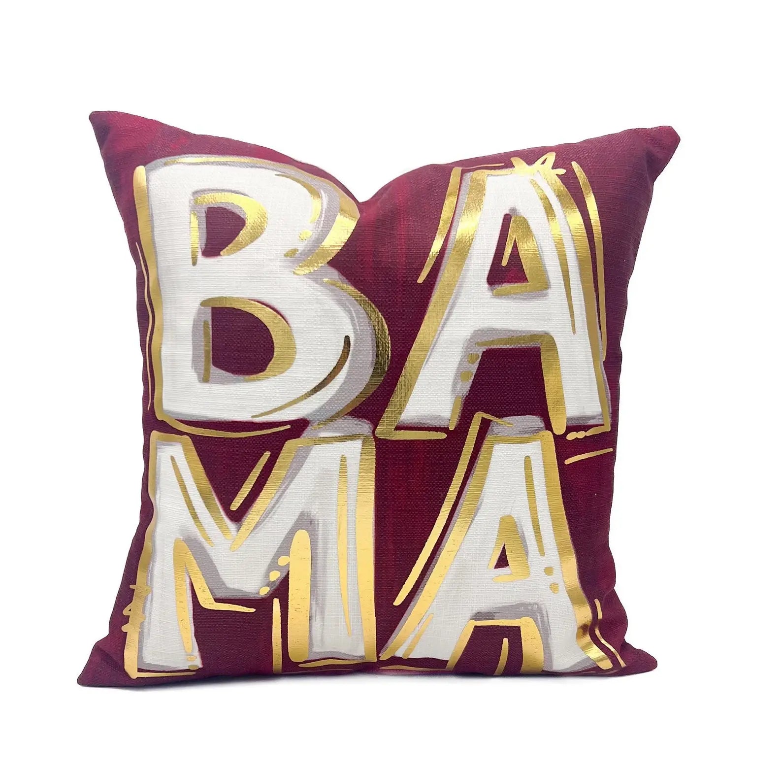 Gold Foil Crimson BAMA Pillow