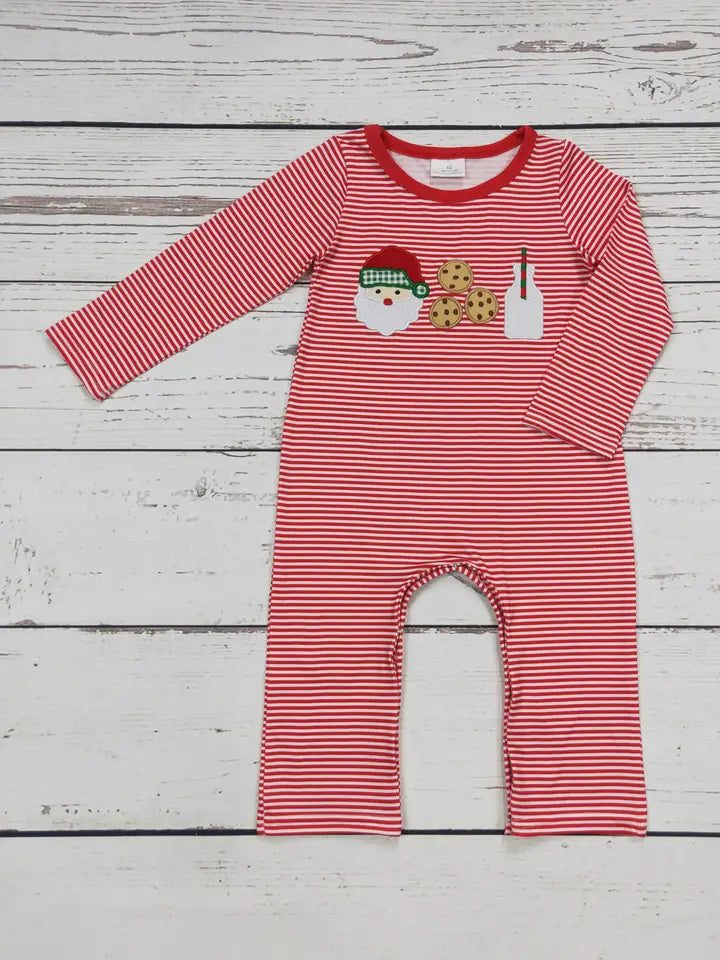 Santa's Milk & Cookies Applique Boys Romper