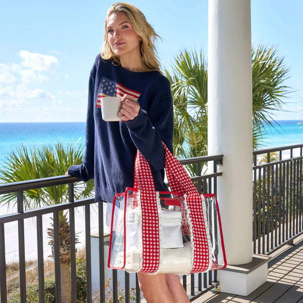 Casemate  Gingham Eyelet Ruffle Tote