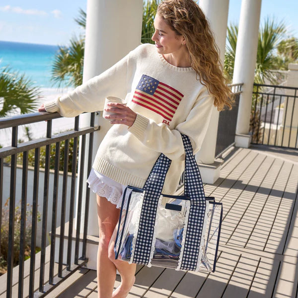 Casemate  Gingham Eyelet Ruffle Tote