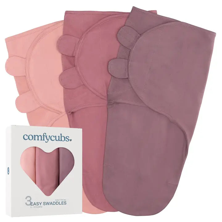Easy Swaddle Blanket, 3 Pack - 100% Cotton By Comfy Cubs