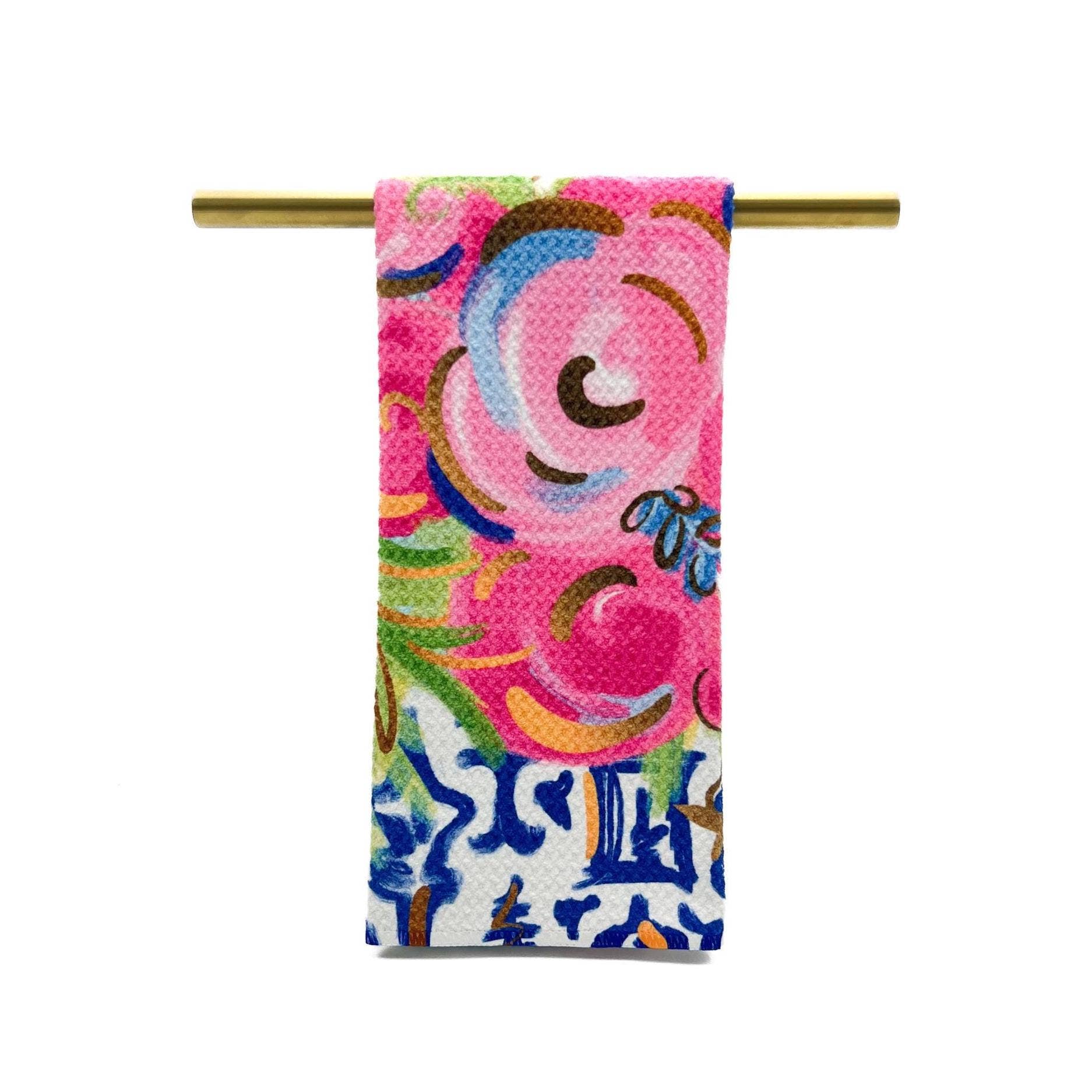 Jewel Chinoiserie Blooms Tea Towel - Spring Hand Towel