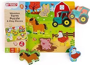 Wooden Farm Puzzle & Play Pieces