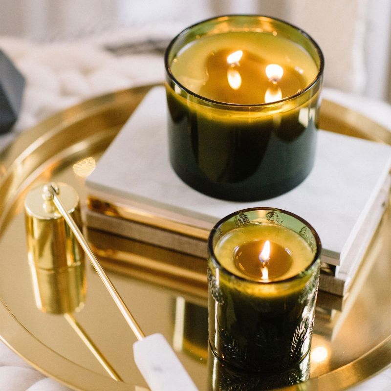 Thymes Frasier FIr Poured Candle Molded Green Glass