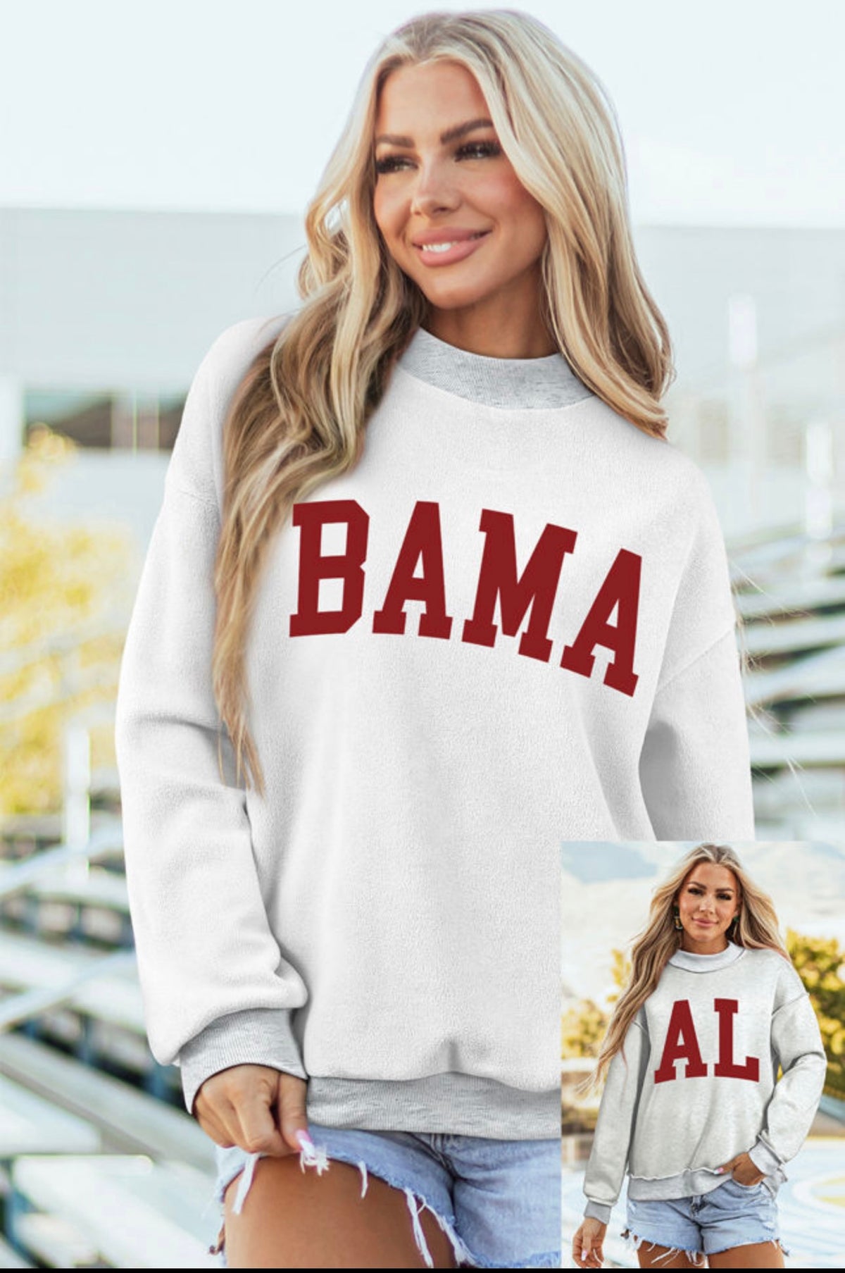 AL/Bama reversible Mock Neck Sweater