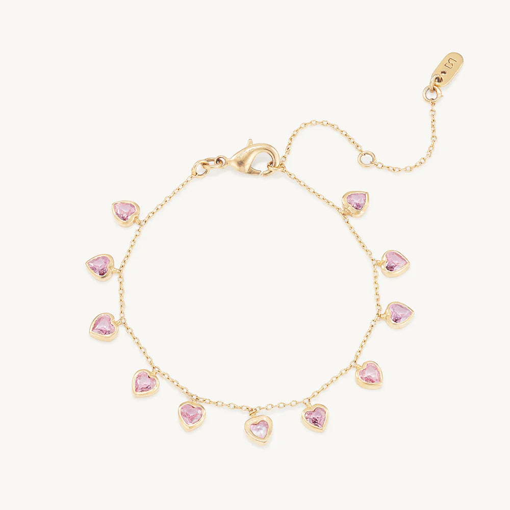 Cherie Heart Bracelet- Gold - Pink