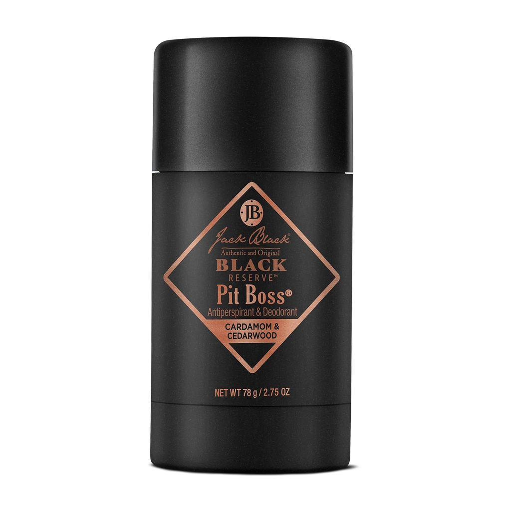 Black deodorant stick with 'Jack Black' branding on a white background