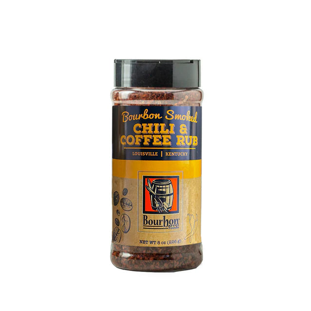 Bourbon Smoked Chili & Coffee Rub container on a white background