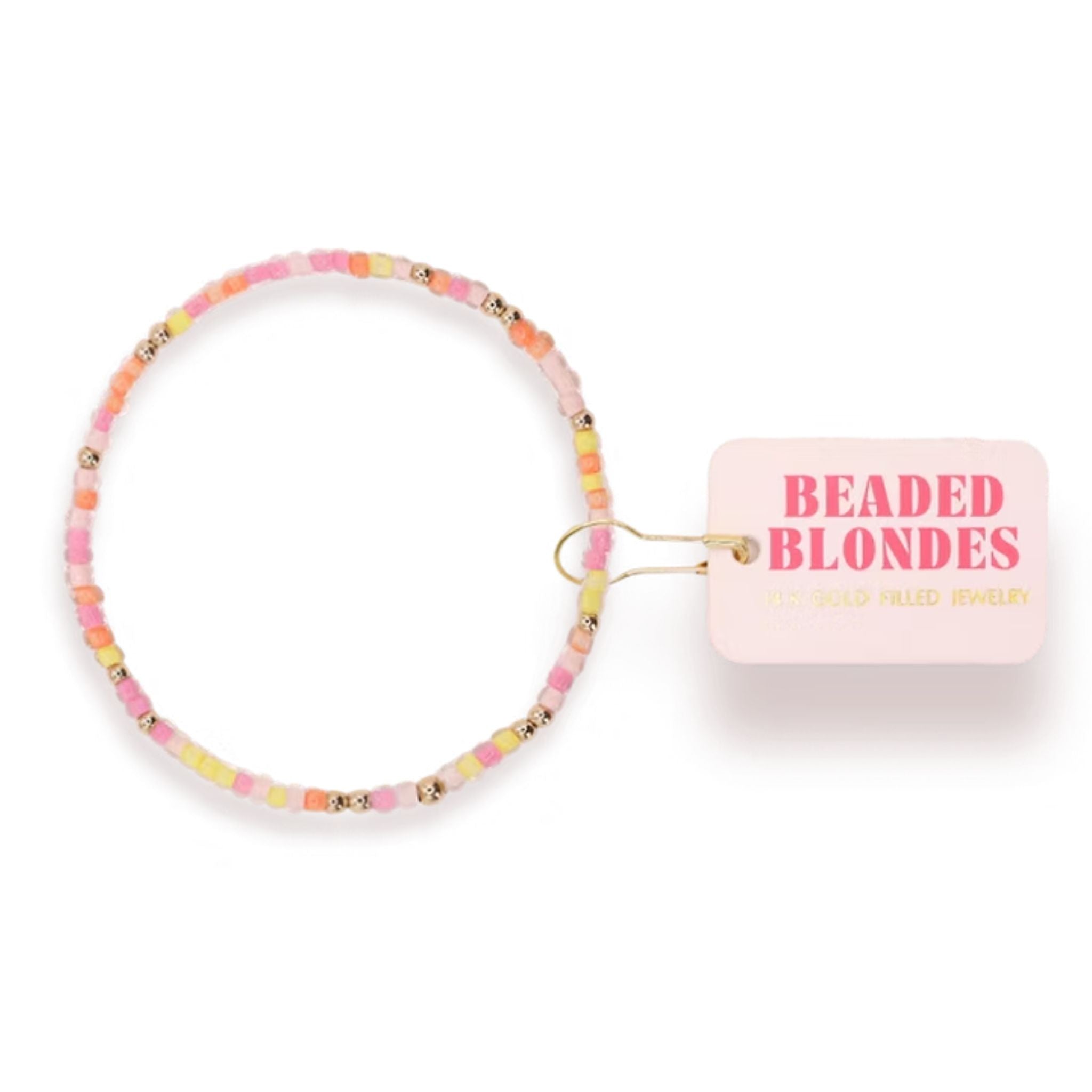 Buttercup orange pink yellow sprinkle gold beaded stretch bracelet boutique waterproof jewelry