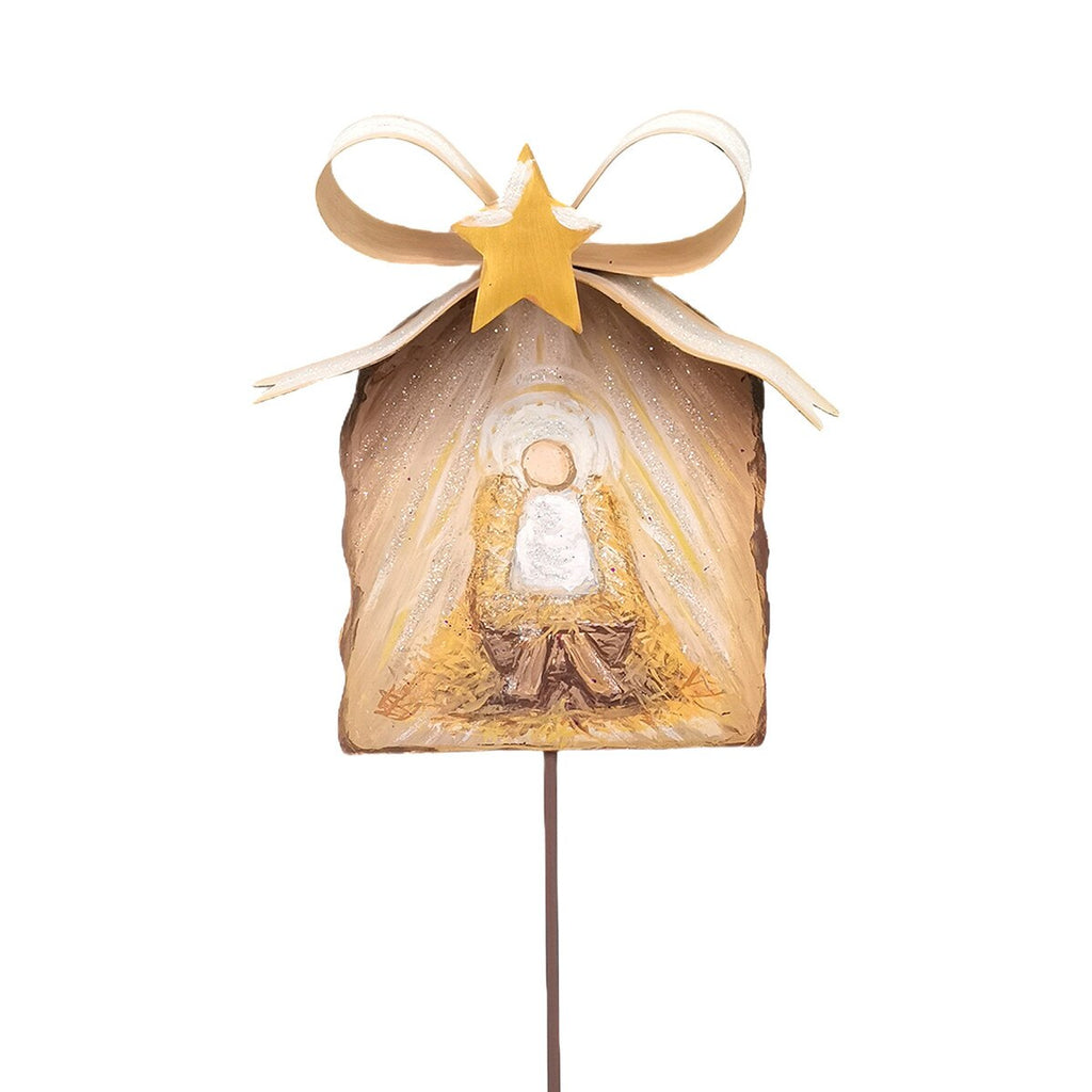 Gold Bow Manger & Baby Jesus