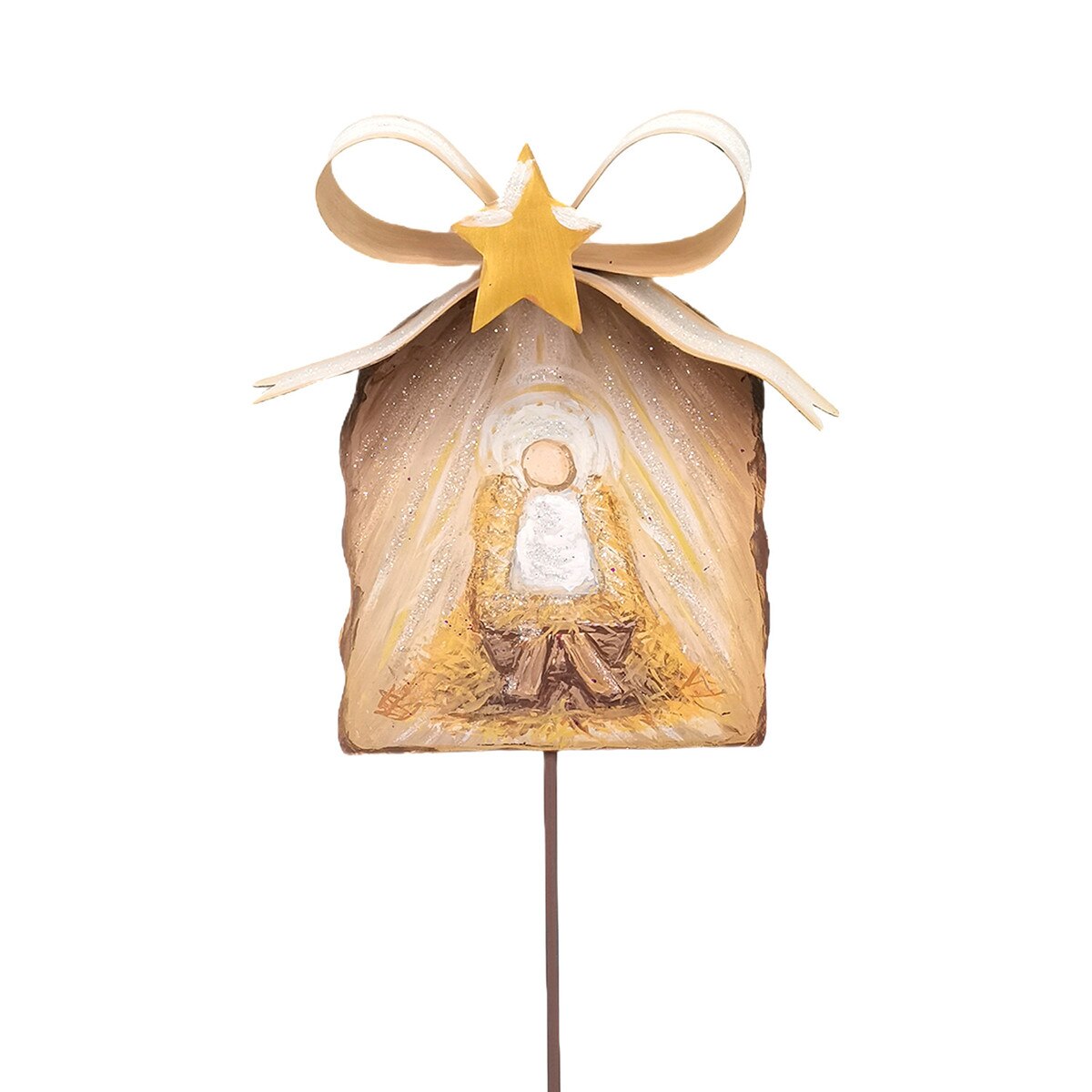 Gold Bow Manger & Baby Jesus