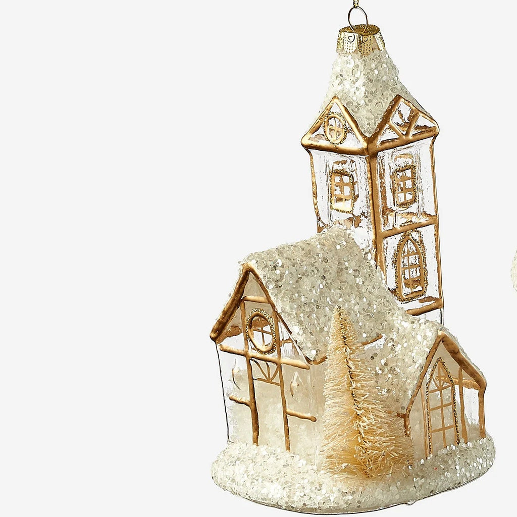 Snowy Gold House Ornament