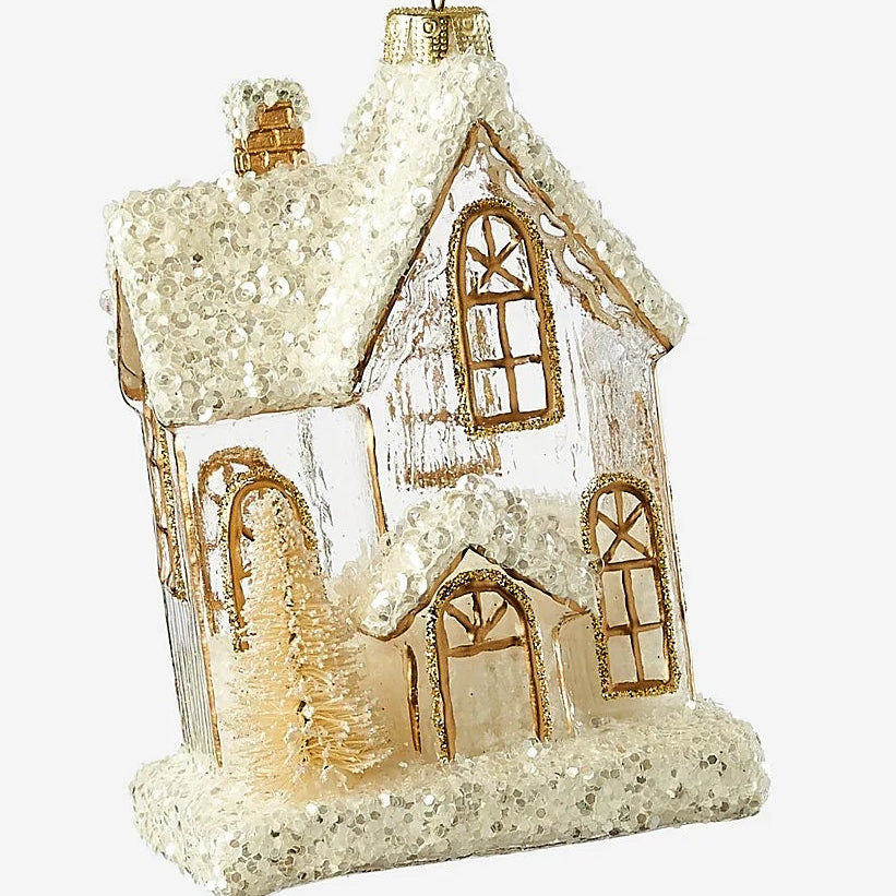 Snowy Gold House Ornament