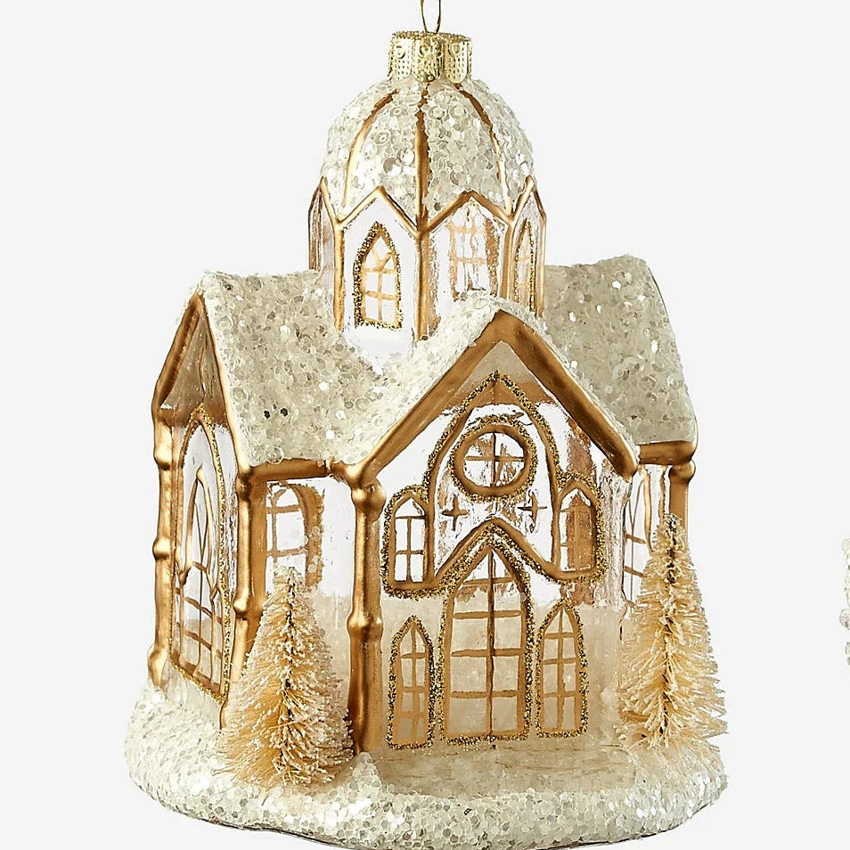 Snowy Gold House Ornament