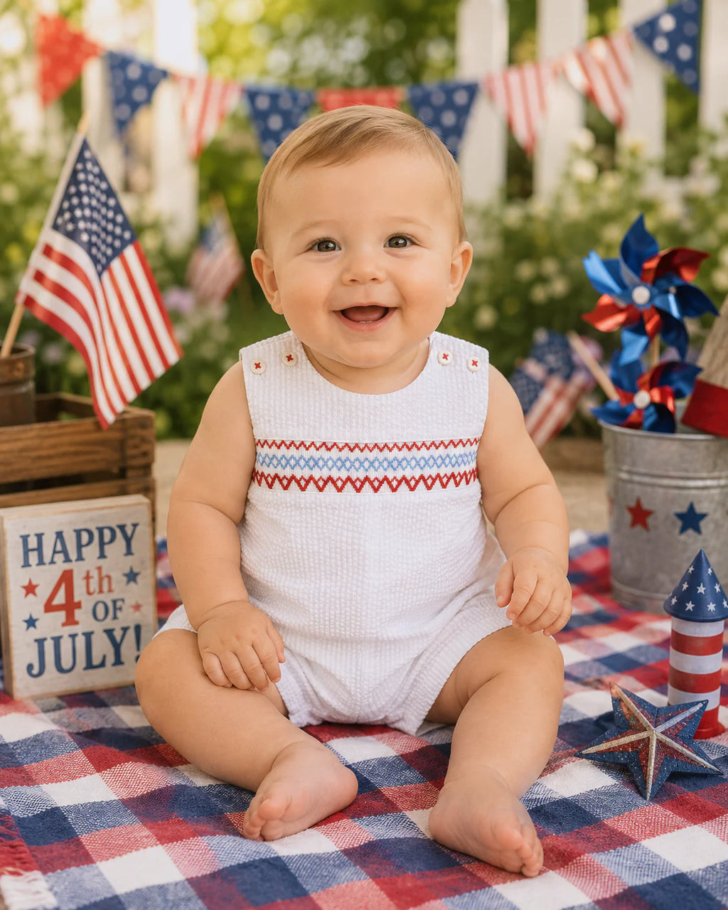 Sunsuit with Americana Smocking