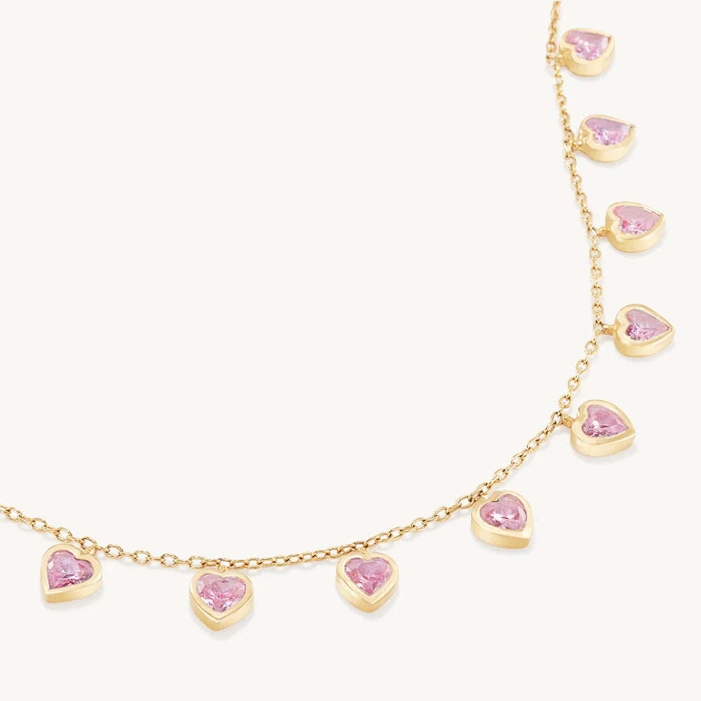 Cherie Heart Bracelet- Gold - Pink
