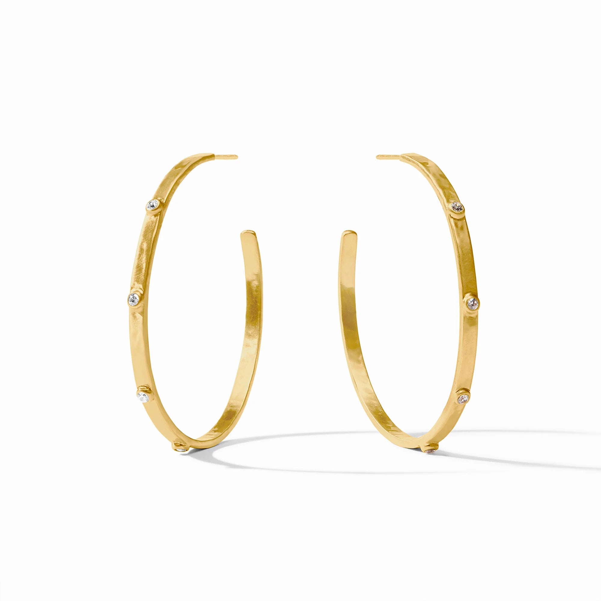 Crescent Stone Hoop Cubic Zirconia Earrings