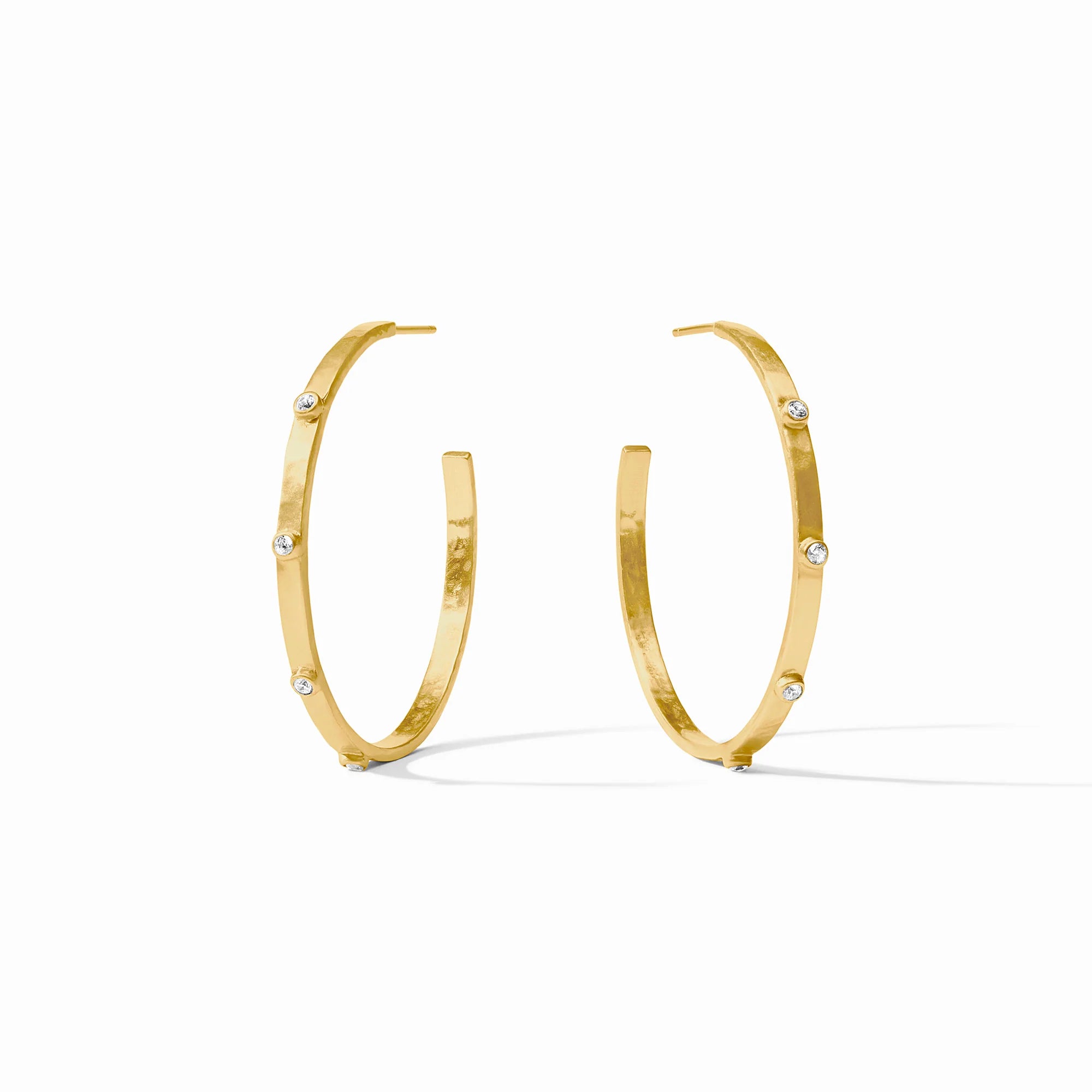 Crescent Stone Hoop Cubic Zirconia Earrings