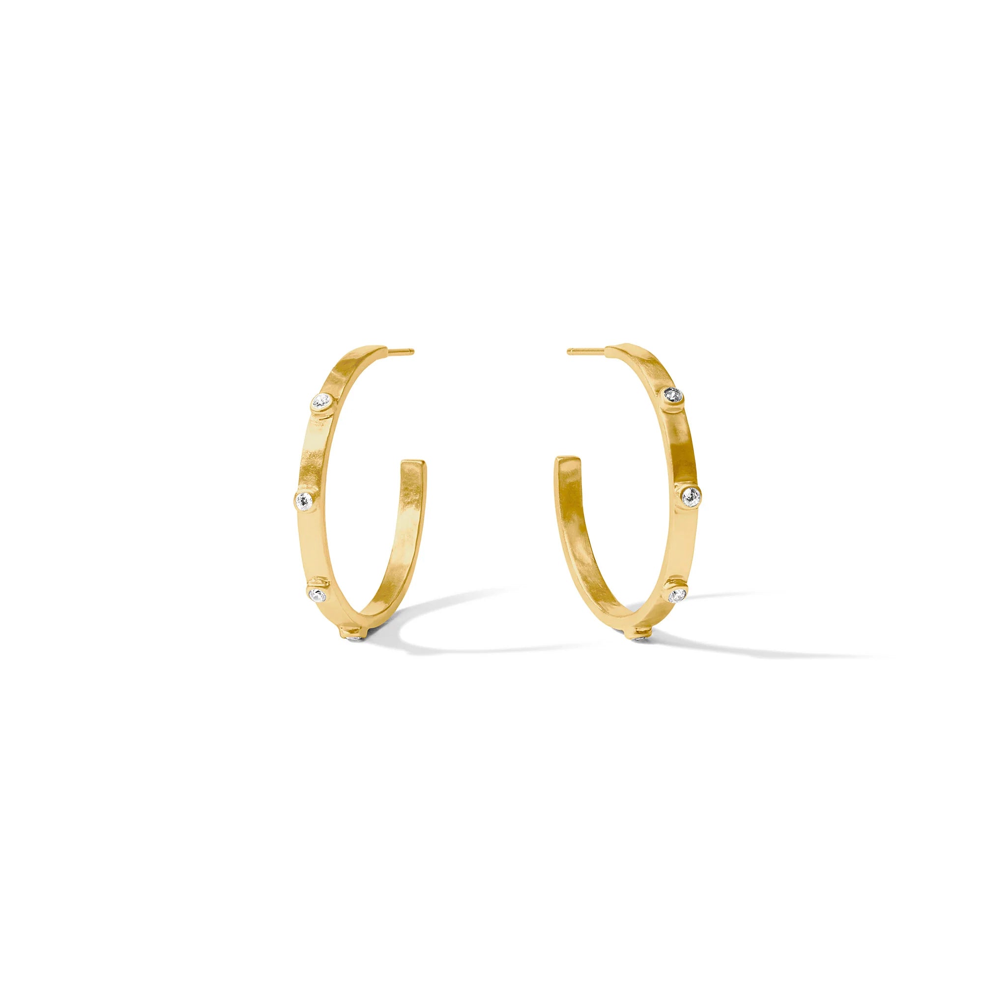 Crescent Stone Hoop Cubic Zirconia Earrings