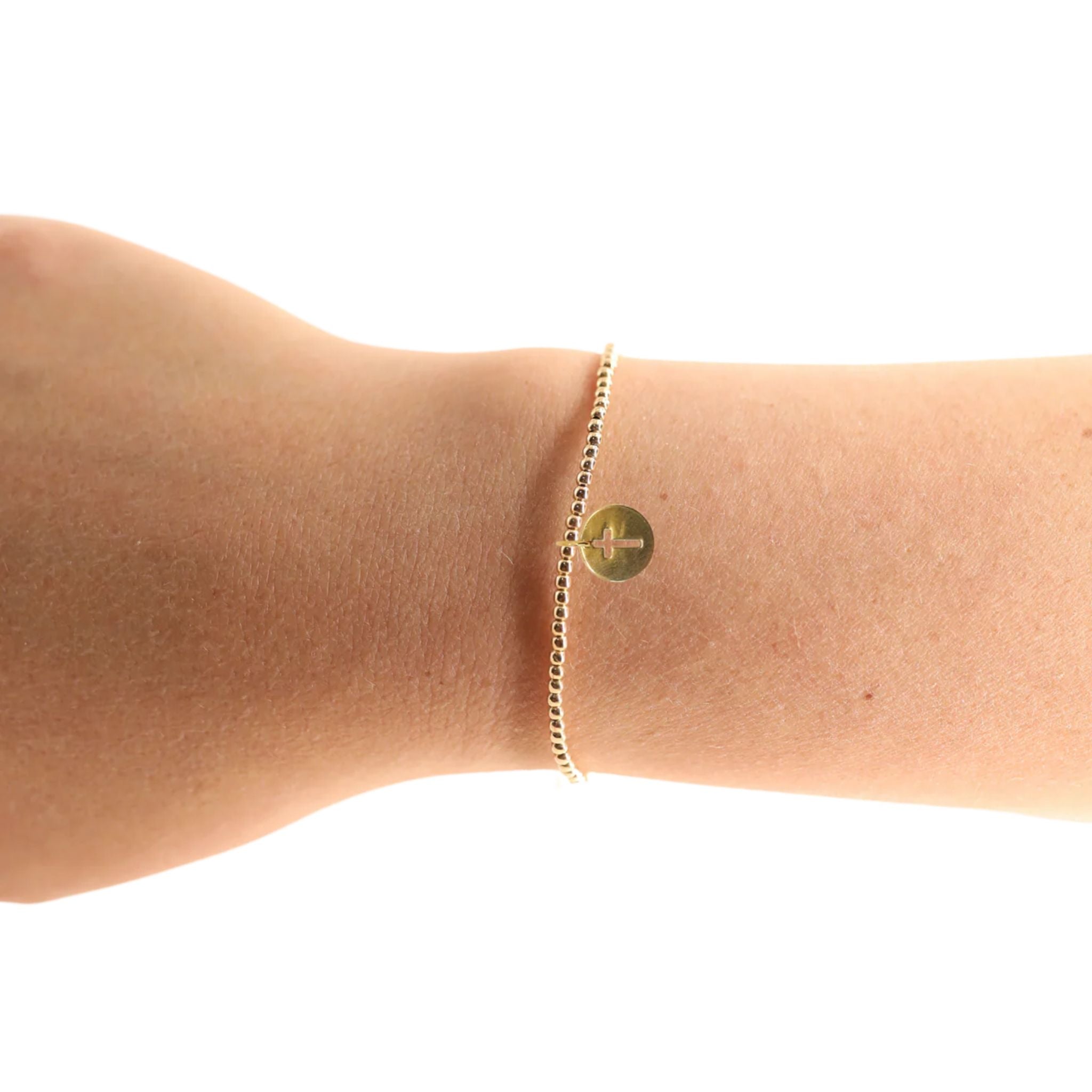 Cross Cutout Charm Bracelet on Gold