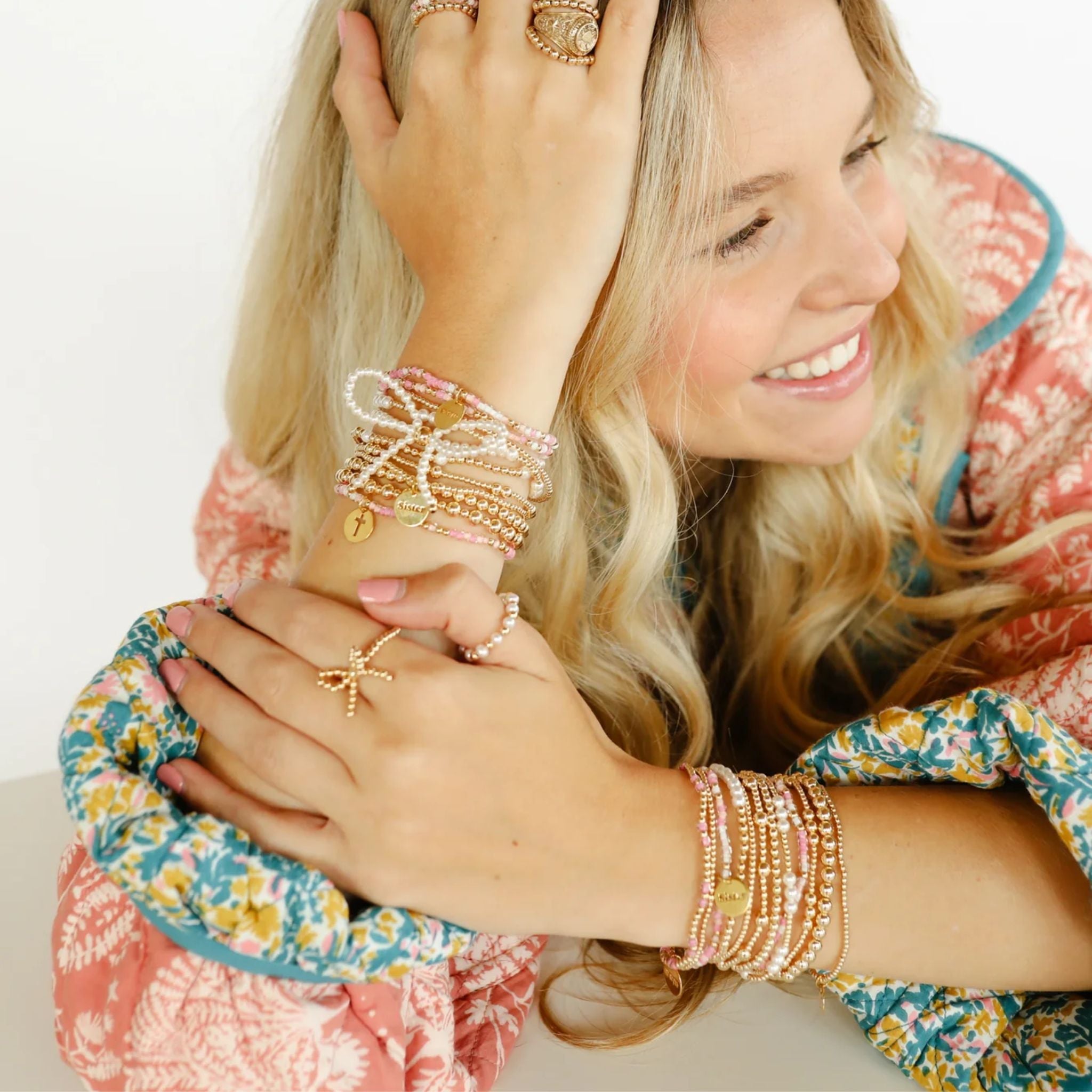 Cross Cutout Charm Bracelet on Gold