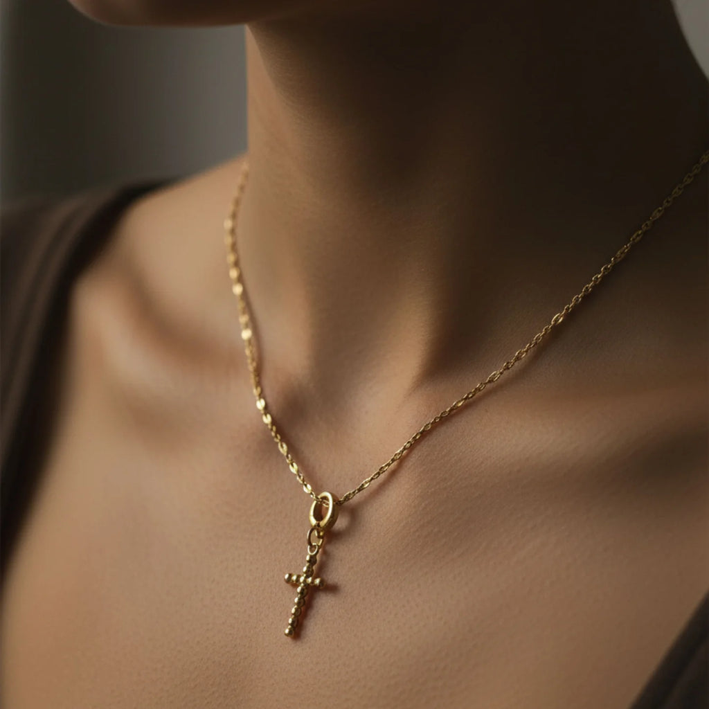 Dot Cross Charm, Gold, Charm Bar, Charm Necklace, Bag Charm