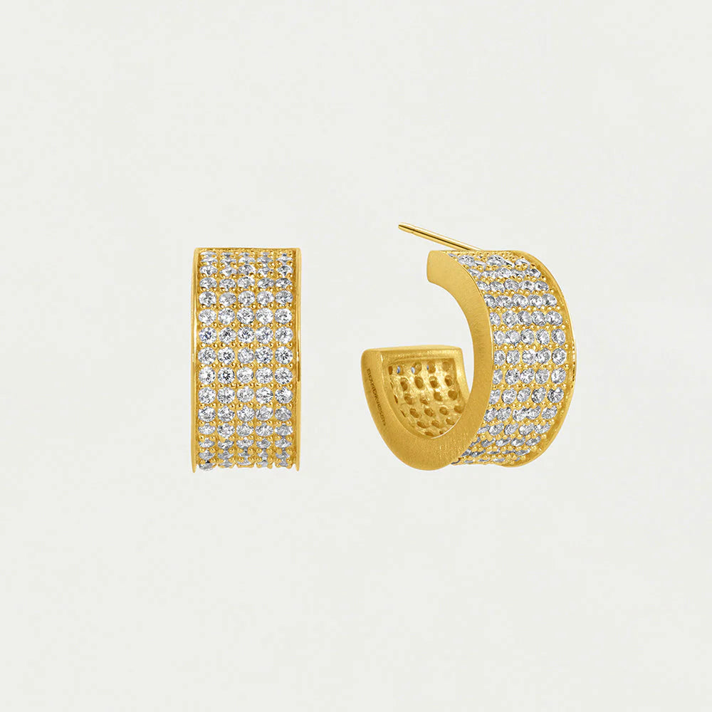Petit Pave Thick Huggie Hoops