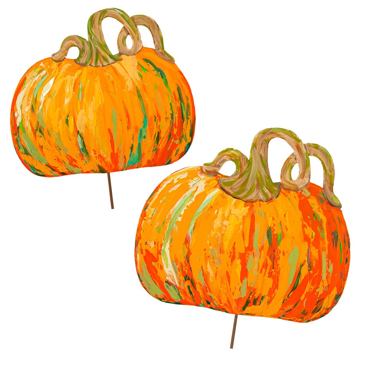 Orange Artful Pumpkins Set of 2