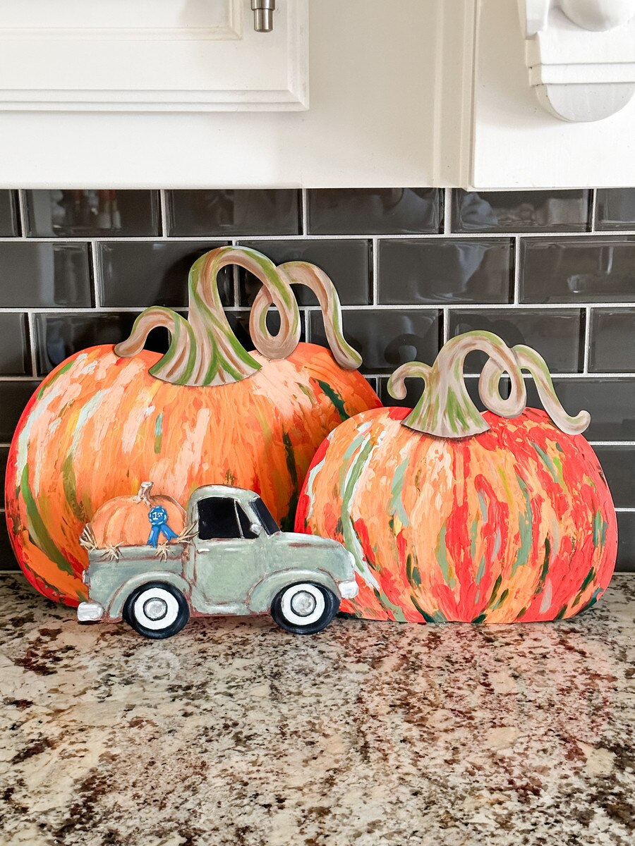 Orange Artful Pumpkins Set of 2