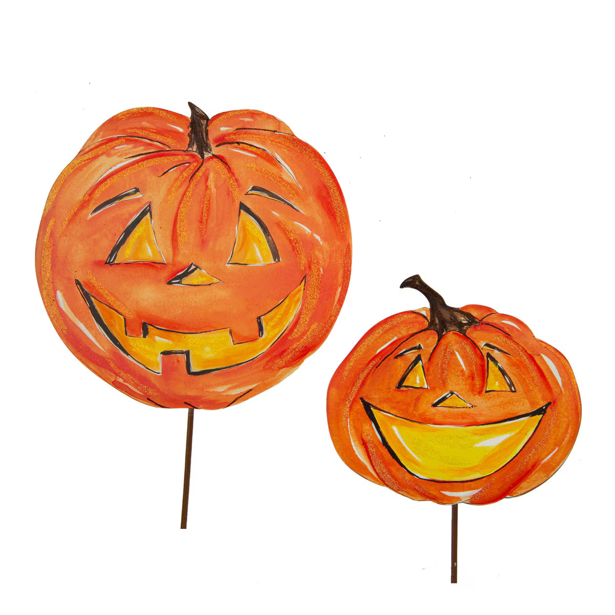 Orange Jack-O-Lantern Pair Set of 2