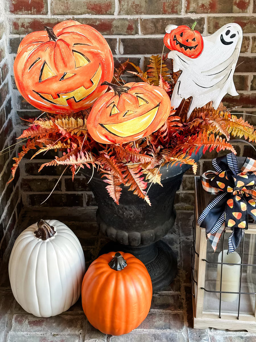 Orange Jack-O-Lantern Pair Set of 2