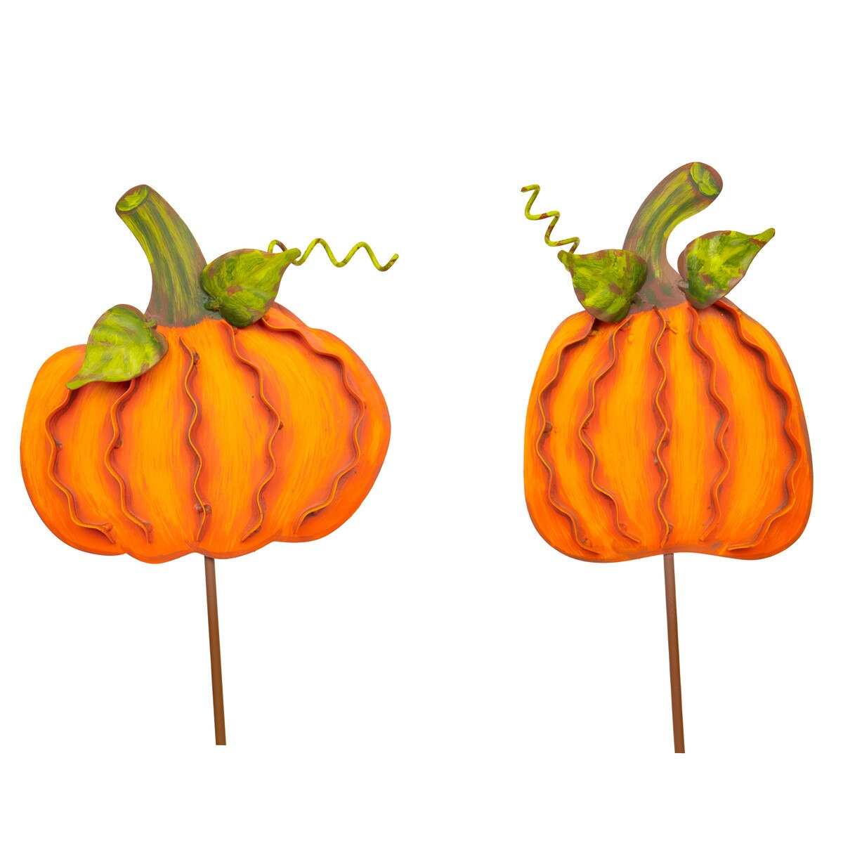 Small Ribbon Pumpkins Orange Set of 2