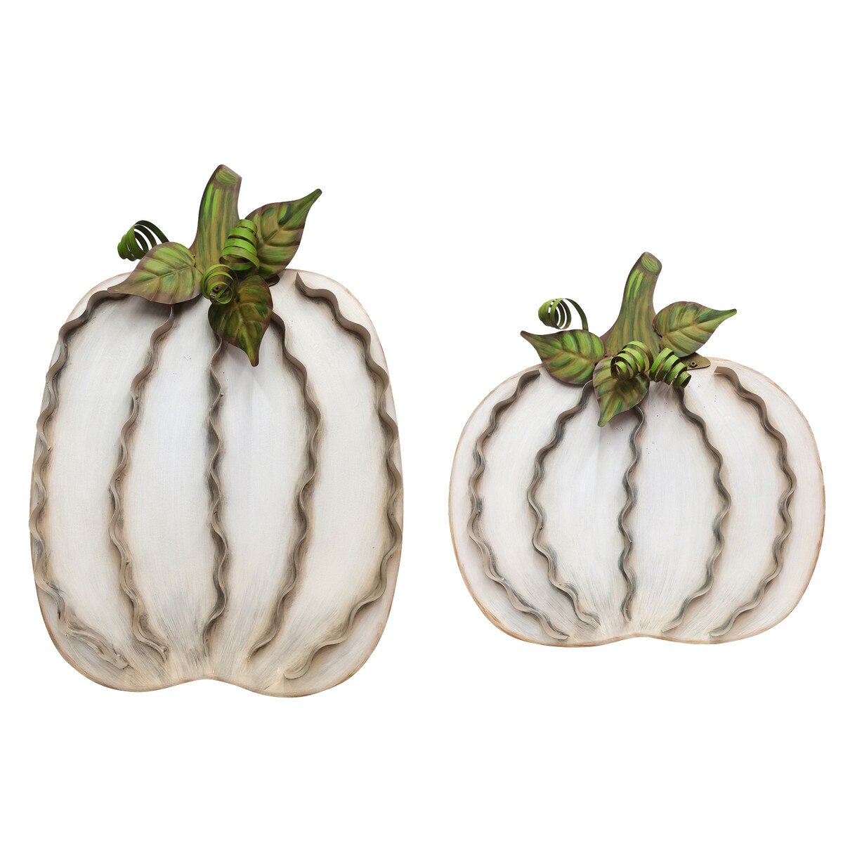 Large Ribbon Pumpkins Cream (Set of 2)