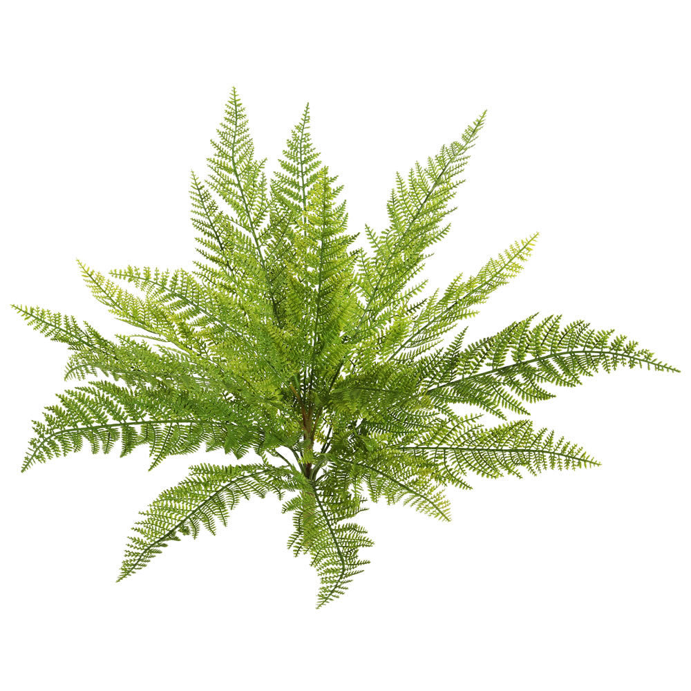 12" Artificial Green Lace Fern Bush. LDPE Plastic