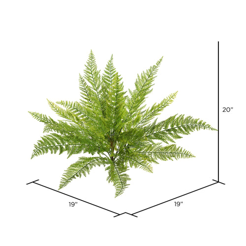 12" Artificial Green Lace Fern Bush. LDPE Plastic
