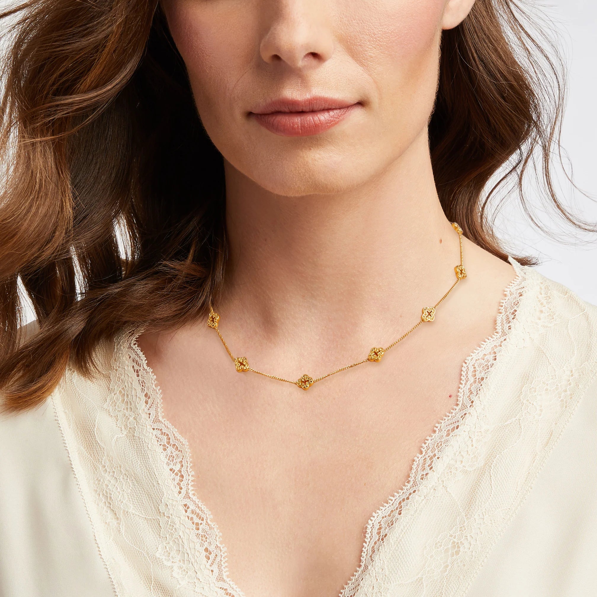 Florentine Demi Delicate Station Necklace-Gold