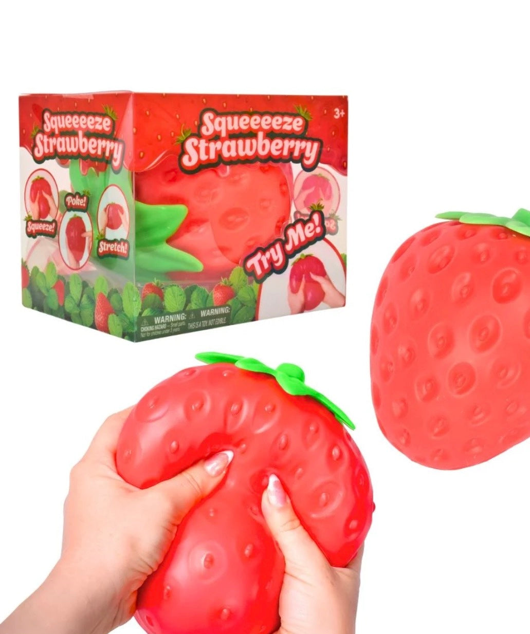 Squishy Extra Large Strawberry, Gag Gifts Funny Adult, Giant Stress Ball, Fidget Sensory Toy for Kids, ADHD Toys