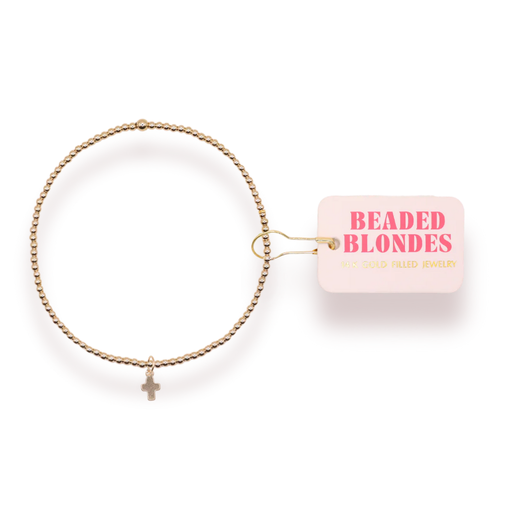 Mini Cross Charm Bracelet on Gold